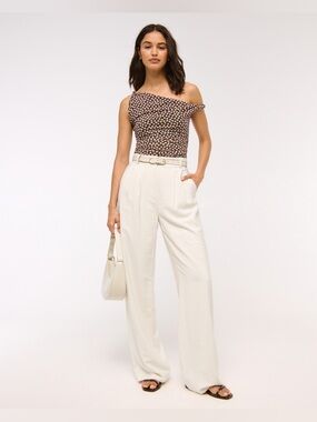 A&F Sloane Crepe Tailored Wide Leg Trouser Pants size 30L NEW